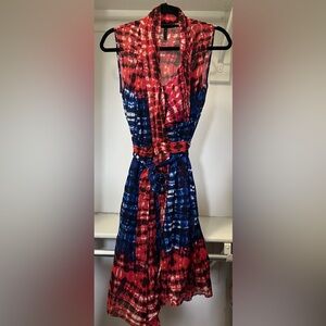 BCBG Max Azria silk asymmetrical faux wrap dress S